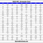 Horario NFL 2025; Partidos semanales imprimibles – Sports Brackets