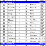 Hoja NFL 2025 Semana 2; Imprimible, Formato PDF – Deportes